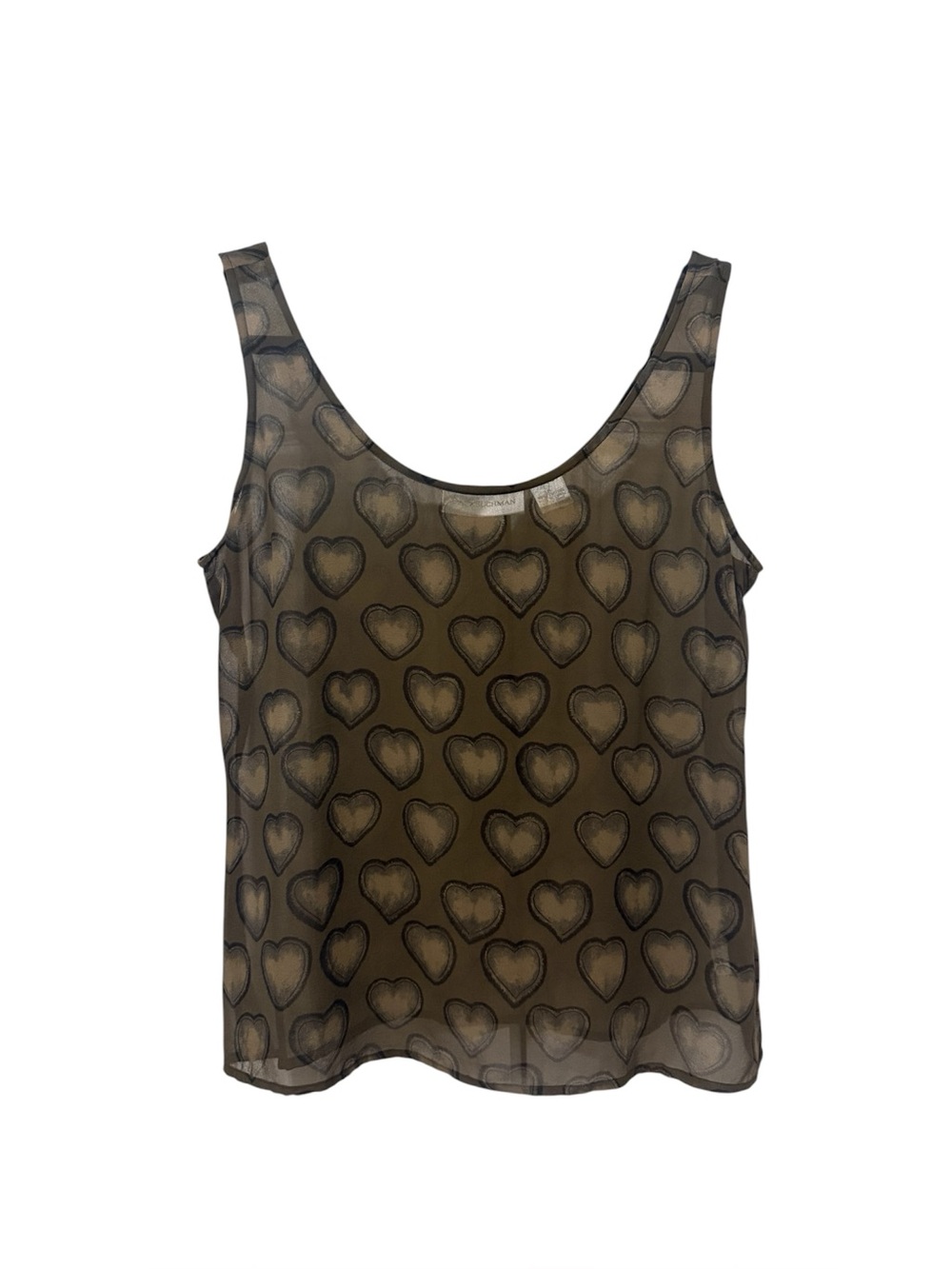 Vintage Dana Buchman Sheer Heart Print 100% Silk Tank (Size 6)